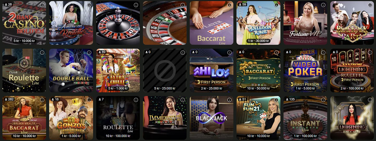 ComeOn Roulette, Blackjack & Andre Bordspil