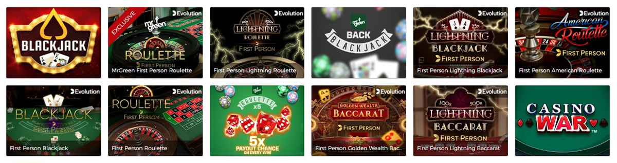 Mr Green Roulette, Blackjack & Andre Bordspil