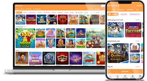 Get Lucky casino hjemmeside på desktop og mobil